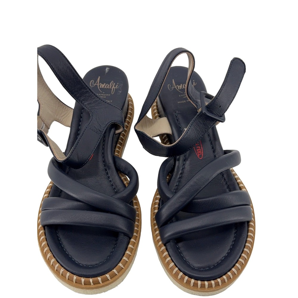 Amalfi Pillow Feel Sandals Women's 8 M Navy Blue Leather